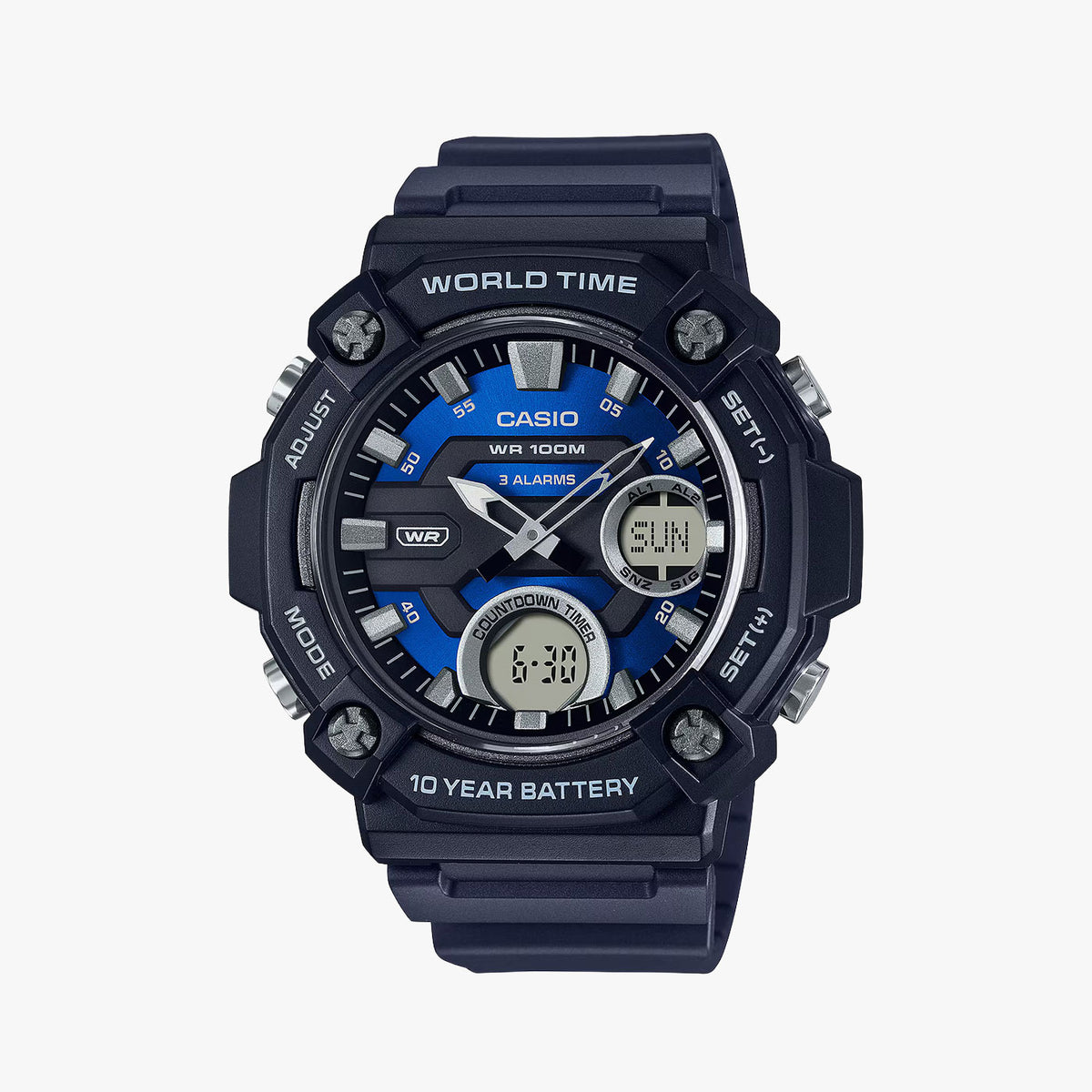 Reloj digital AEQ-120W-2AVCF World Time Sport-Negro