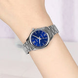 Reloj mujer Analógico Banda de Metal Plateado Azul LTP-V005D-2B2