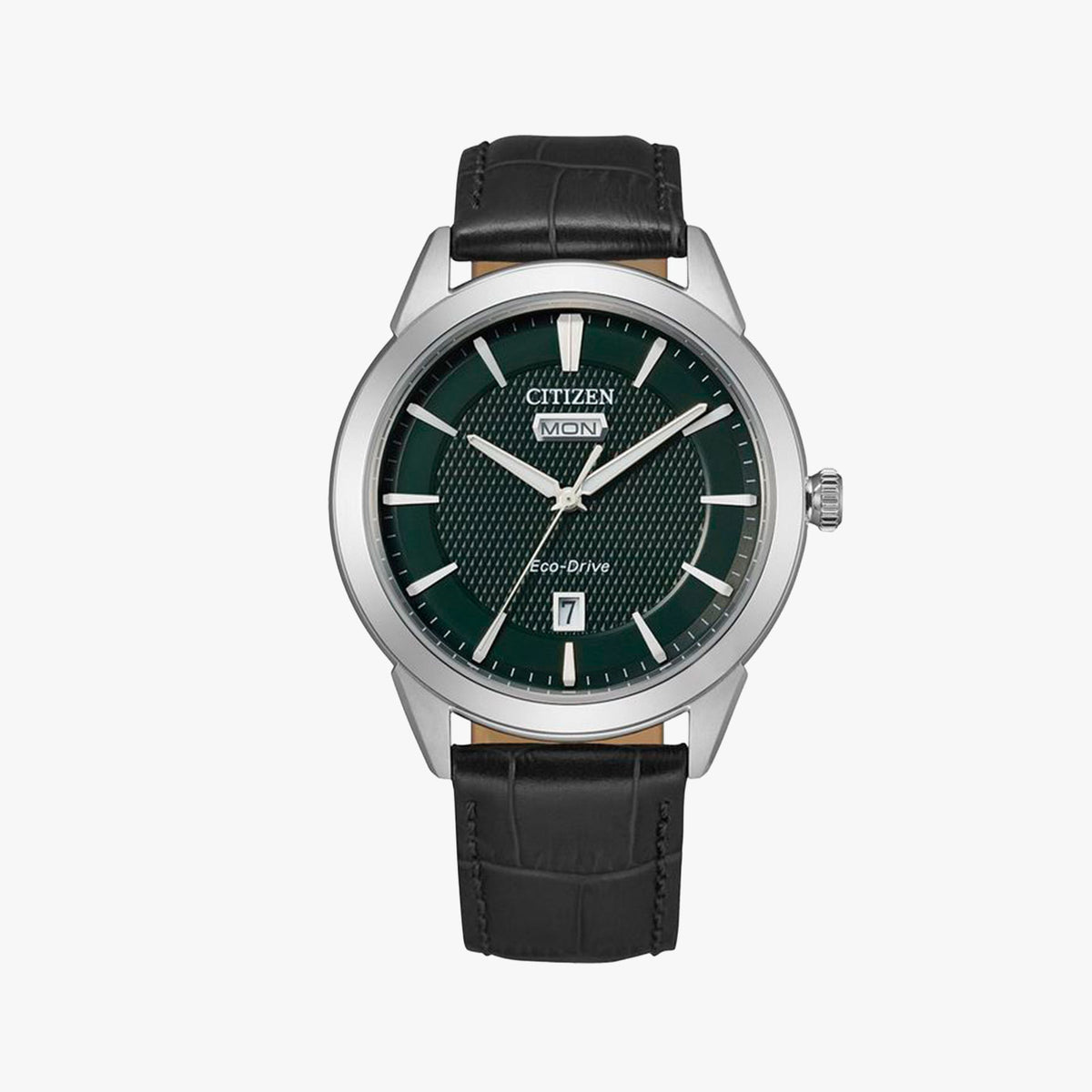 Reloj de acero inoxidable con correa de piel para hombre 61379