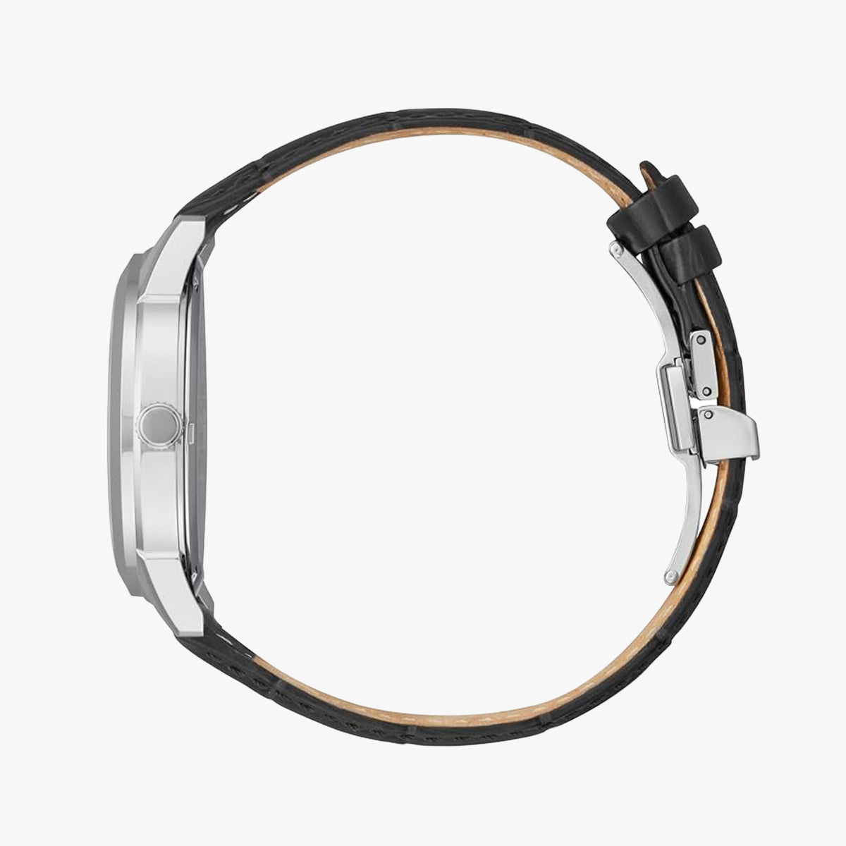 Reloj de acero inoxidable con correa de piel para hombre 61379
