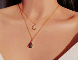 Collar de varias capas con motivo de luna, bañado en oro de 18 quilates